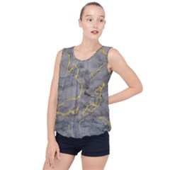 Marble Neon Retro Light Gray With Gold Yellow Veins Texture Floor Background Retro Neon 80s Style Neon Colors Print Luxuous Real Marble Bubble Hem Chiffon Tank Top by genx