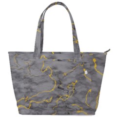 Marble Neon Retro Light Gray With Gold Yellow Veins Texture Floor Background Retro Neon 80s Style Neon Colors Print Luxuous Real Marble Back Pocket Shoulder Bag  by genx