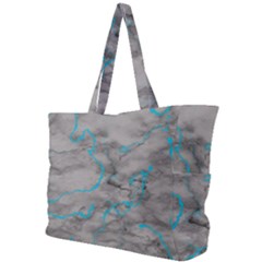 Marble Light Gray With Bright Cyan Blue Veins Texture Floor Background Retro Neon 80s Style Neon Colors Print Luxuous Real Marble Simple Shoulder Bag by genx