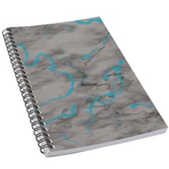 Marble Light Gray With Bright Cyan Blue Veins Texture Floor Background Retro Neon 80s Style Neon Colors Print Luxuous Real Marble 5 5  X 8 5  Notebook by genx