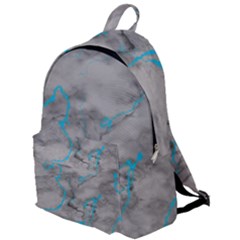 Marble Light Gray With Bright Cyan Blue Veins Texture Floor Background Retro Neon 80s Style Neon Colors Print Luxuous Real Marble The Plain Backpack by genx