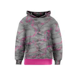 Marble light gray with bright magenta pink veins texture floor background retro neon 80s style neon colors print luxuous real marble Kids  Pullover Hoodie