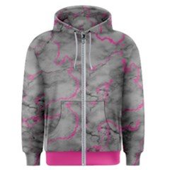 Marble light gray with bright magenta pink veins texture floor background retro neon 80s style neon colors print luxuous real marble Men s Zipper Hoodie