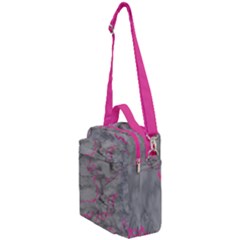 Marble light gray with bright magenta pink veins texture floor background retro neon 80s style neon colors print luxuous real marble Crossbody Day Bag