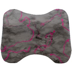 Marble light gray with bright magenta pink veins texture floor background retro neon 80s style neon colors print luxuous real marble Head Support Cushion