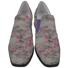 Marble light gray with bright magenta pink veins texture floor background retro neon 80s style neon colors print luxuous real marble Women Slip On Heel Loafers