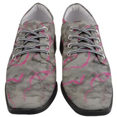 Marble light gray with bright magenta pink veins texture floor background retro neon 80s style neon colors print luxuous real marble Women Heeled Oxford Shoes