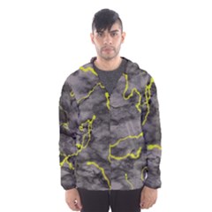 Marble light gray with green lime veins texture floor background retro neon 80s style neon colors print luxuous real marble Men s Hooded Windbreaker