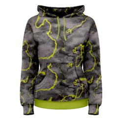 Marble Light Gray With Green Lime Veins Texture Floor Background Retro Neon 80s Style Neon Colors Print Luxuous Real Marble Women s Pullover Hoodie by genx