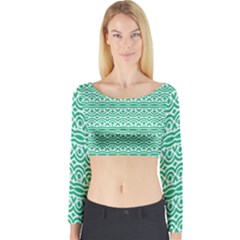 Pattern Green Long Sleeve Crop Top by Mariart