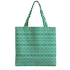 Pattern Green Zipper Grocery Tote Bag