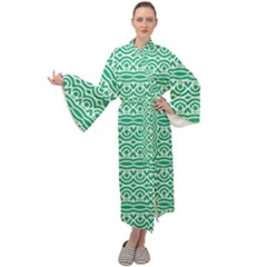 Pattern Green Maxi Velour Kimono