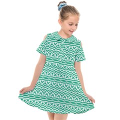 Pattern Green Kids  Short Sleeve Shirt Dress