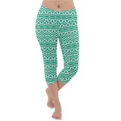 Pattern Green Lightweight Velour Capri Yoga Leggings