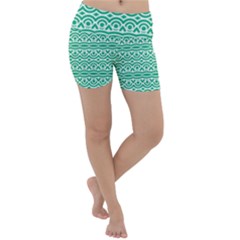 Pattern Green Lightweight Velour Yoga Shorts by Mariart