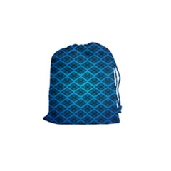 Pattern Texture Geometric Blue Drawstring Pouch (small) by Alisyart