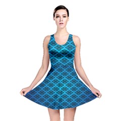 Pattern Texture Geometric Blue Reversible Skater Dress