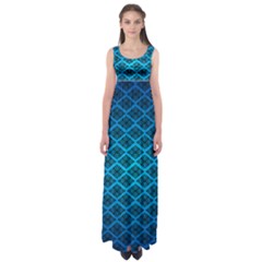 Pattern Texture Geometric Blue Empire Waist Maxi Dress