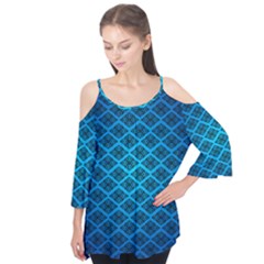 Pattern Texture Geometric Blue Flutter Tees