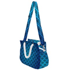 Pattern Texture Geometric Blue Rope Handles Shoulder Strap Bag