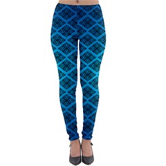 Pattern Texture Geometric Blue Lightweight Velour Leggings