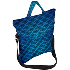 Pattern Texture Geometric Blue Fold Over Handle Tote Bag