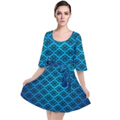 Pattern Texture Geometric Blue Velour Kimono Dress by Alisyart