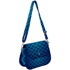 Pattern Texture Geometric Blue Saddle Handbag