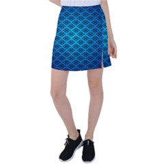 Pattern Texture Geometric Blue Tennis Skirt