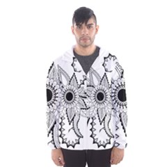 Elegant Decorative Abstract Flower Men s Hooded Windbreaker by FantasyWorld7