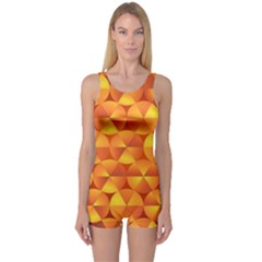 Background Triangle Circle Abstract One Piece Boyleg Swimsuit