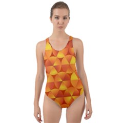 Background Triangle Circle Abstract Cut-out Back One Piece Swimsuit