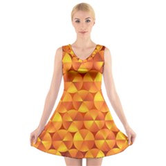Background Triangle Circle Abstract V-neck Sleeveless Dress