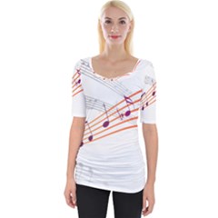 Music Notes Clef Sound Wide Neckline Tee