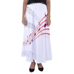 Music Notes Clef Sound Flared Maxi Skirt