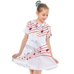 Music Notes Clef Sound Kids  Short Sleeve Shirt Dress