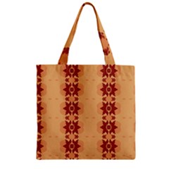 Brown Flower Zipper Grocery Tote Bag by HermanTelo