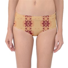 Brown Flower Mid-waist Bikini Bottoms
