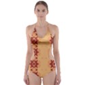 Brown Flower Cut-Out One Piece Swimsuit View1