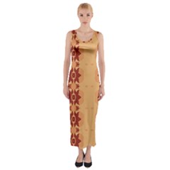 Brown Flower Fitted Maxi Dress by HermanTelo