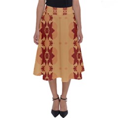 Brown Flower Perfect Length Midi Skirt