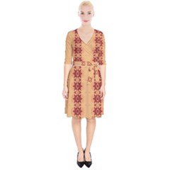 Brown Flower Wrap Up Cocktail Dress