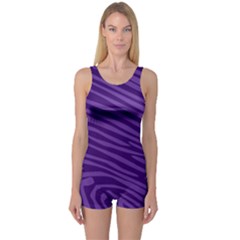 Pattern Texture Purple One Piece Boyleg Swimsuit by Mariart