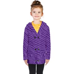 Pattern Texture Purple Kids  Double Breasted Button Coat