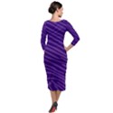 Pattern Texture Purple Quarter Sleeve Midi Velour Bodycon Dress View2