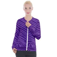 Pattern Texture Purple Casual Zip Up Jacket