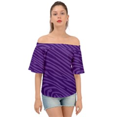 Pattern Texture Purple Off Shoulder Short Sleeve Top