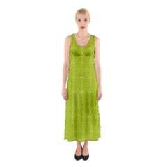 Background Texture Pattern Green Sleeveless Maxi Dress