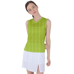 Background Texture Pattern Green Women s Sleeveless Mesh Sports Top