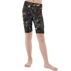 Music Clef Musical Note Background Kids  Mid Length Swim Shorts by HermanTelo